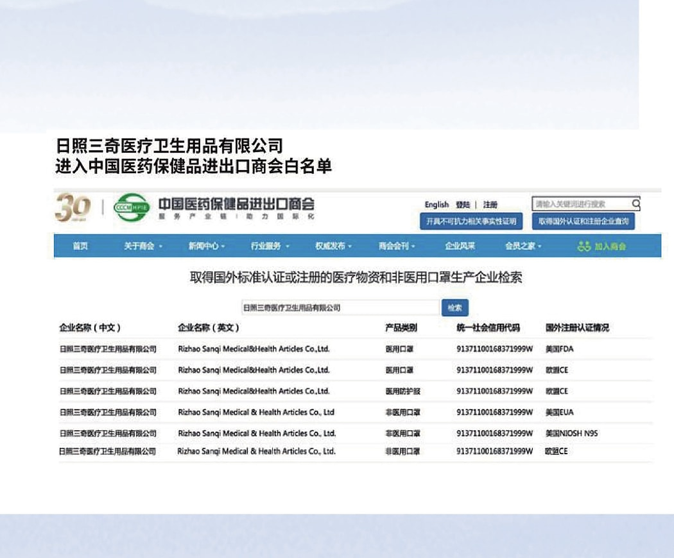 医药保健品进出口商会白名单